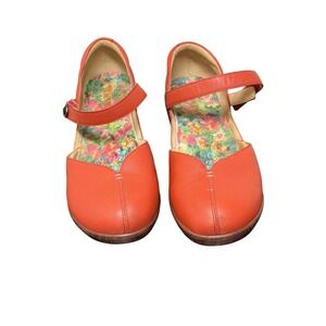 Alegria Celine Orange Leather Mary Jane Wedge Shoes CEL-7737 Womens 41